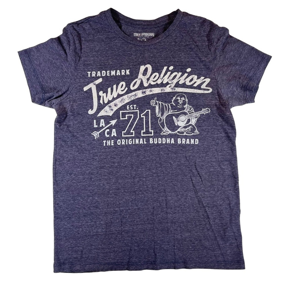 True Religion Buddha Graphic T Shirt Purple‎ Heather Short Sleeve Mens S/P